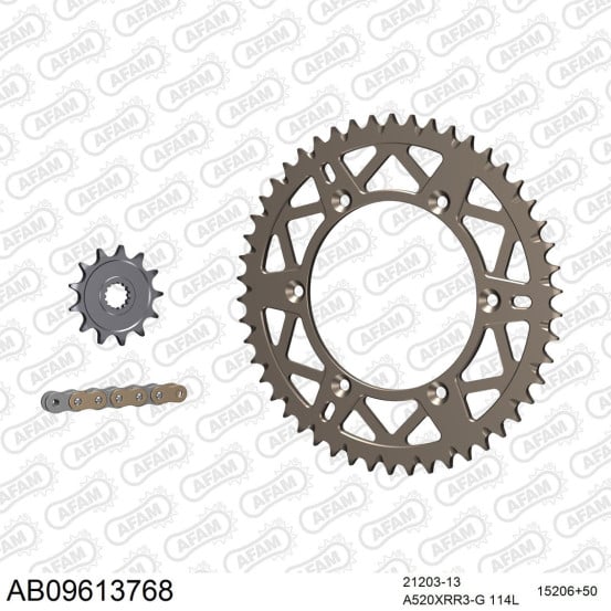Kit chaine 520 AFAM - Couronne alu anti-boue - Type de chaine au choix - GAS GAS EC 125 2013-2014