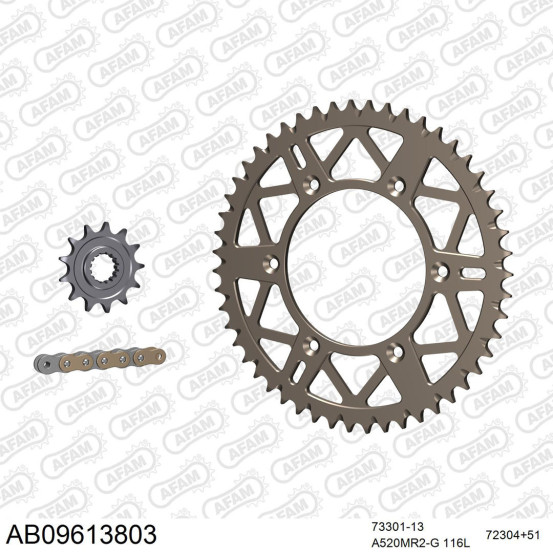Kit chaine 520 AFAM - couronne alu anti-boue - GAS GAS MC 125 2021-2023