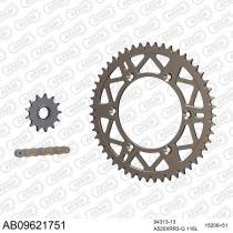 Kit chaine 520 AFAM - Couronne alu anti-boue - Type de chaine au choix - GAS GAS EC 200 ENDURO 2000-2002