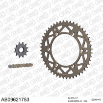 Kit chaine 520 AFAM - Couronne alu anti-boue - Type de chaine au choix - GAS GAS EC 200 ER 2014-2017