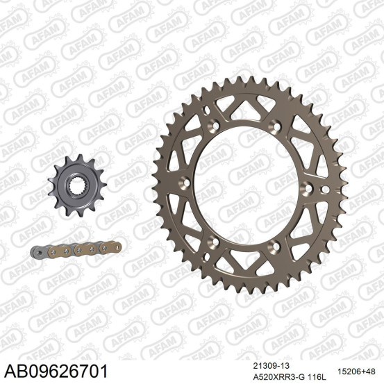 Kit chaine 520 AFAM - couronne alu anti-boue - GAS GAS EC 250 F 2013-2015