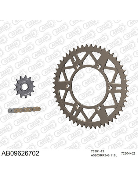 Kit chaine 520 AFAM - couronne alu anti-boue - GAS GAS EC-F 250 2021-2023