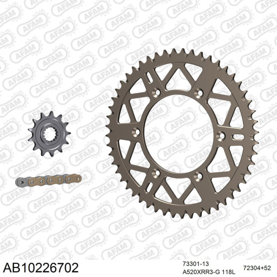 Kit chaine 520 AFAM - Couronne alu anti-boue - Type de chaine au choix - HUSABERG FE 250 2011-2014