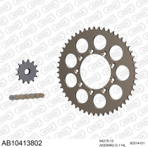 Kit chaine 520 AFAM - Couronne alu anti-boue - Type de chaine au choix - TM 125 MX 2003-2009