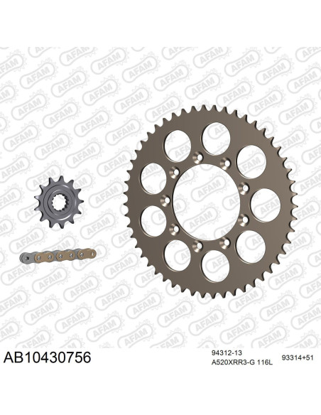 Kit chaine 520 AFAM - couronne alu anti-boue - TM EN 300 2019-2020