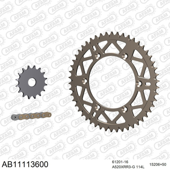 Kit chaine 520 AFAM - Couronne alu anti-boue - Type de chaine au choix - HM CRE 125 RR 2T 2011-2016