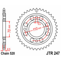 Couronne acier JT - Pas 520 - HONDA 400 CB NB NC 1981-1983
