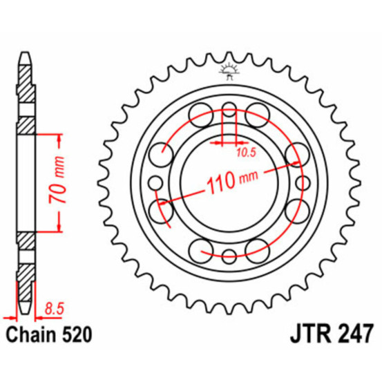 Couronne acier JT - Pas 520 - HONDA 400 CB NB NC 1981-1983