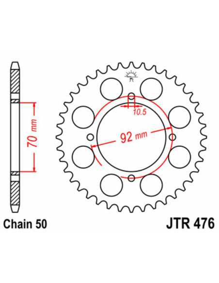 Couronne acier JT - Pas 530 - KAWASAKI 250 / 500 / 550cc