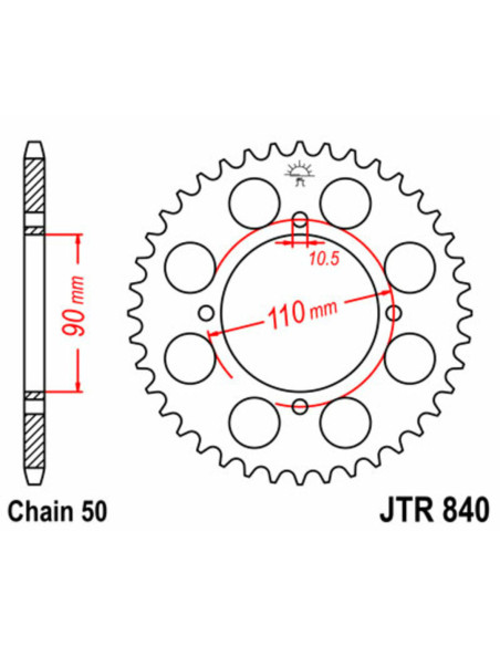 Couronne acier JT - Pas 530 - YAMAHA 500 SR 1978-1991 42