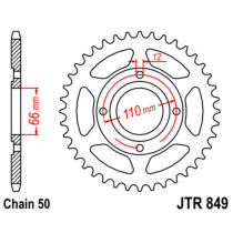 Couronne acier JT - Pas 530 - YAMAHA 400 RD RD DX 1976-1977