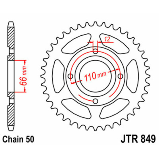 Couronne acier JT - Pas 530 - YAMAHA 400 RD RD DX 1976-1977