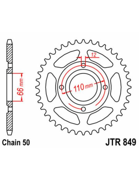 Couronne acier JT - Pas 530 - YAMAHA 400 RD RD DX 1976-1977