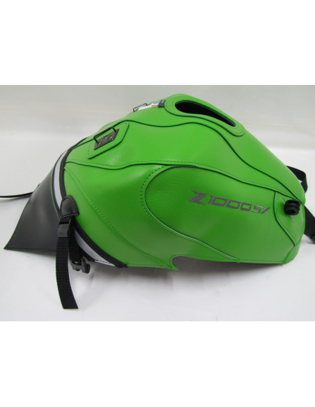 Tapis de réservoir BAGSTER Kawasaki Z 1000 SX 2011-2017 Vert Candy / Noir / Argent / Liseré Vert Candy