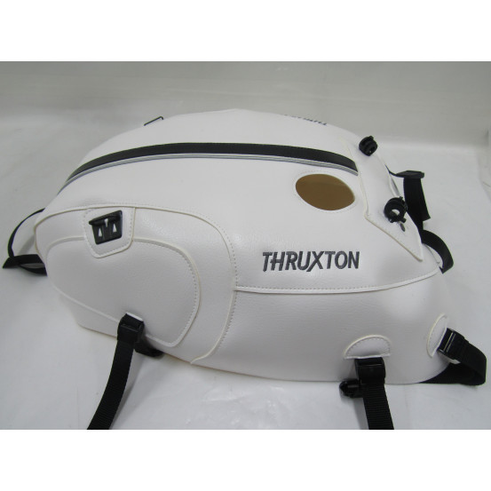 Tapis de réservoir BAGSTER Triumph 1200 Thruxton 2016 Blanc / Noir / Liseré Argent