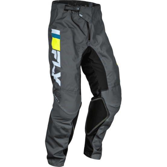 Pantalon cross Fly Racing 2024 Kinetic Prix Ice - Gris Charcoal Jaune Fluo