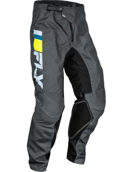 Pantalon cross Fly Racing 2024 Kinetic Prix Ice - Gris Charcoal Jaune Fluo