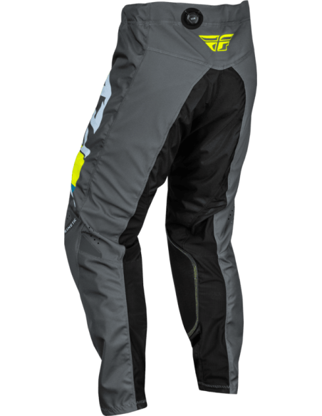 Pantalon cross Fly Racing 2024 Kinetic Prix Ice - Gris Charcoal Jaune Fluo