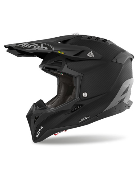 Casque cross Airoh Aviator 3 Push - Noir Carbon Mat