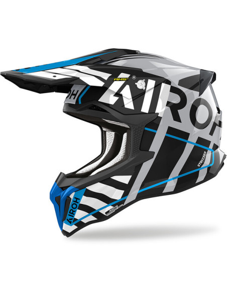 Casque cross Airoh Strycker Brave - Bleu Gris