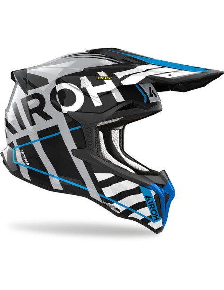 Casque cross Airoh Strycker Brave - Bleu Gris