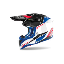 Casque cross Airoh Aviator 3 Push - Bleu Rouge
