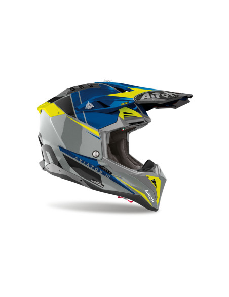 Casque cross Airoh Aviator 3 Push - Bleu