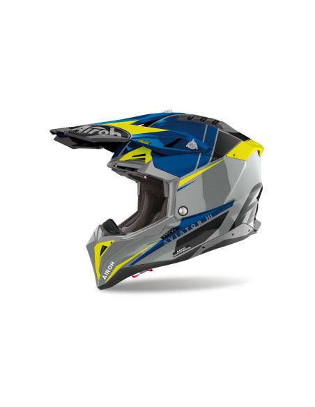 Casque cross Airoh Aviator 3 Push - Bleu