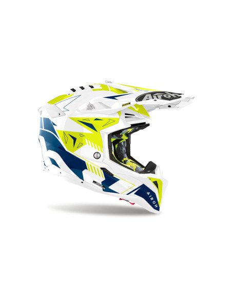 Casque cross Airoh Aviator 3 Spin - Jaune Bleu