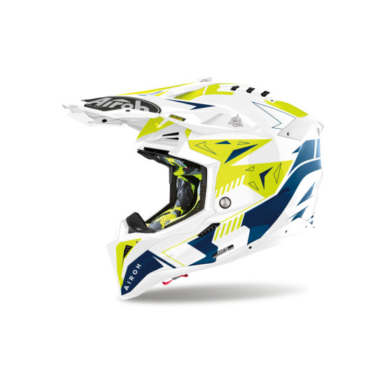 Casque cross Airoh Aviator 3 Spin - Jaune Bleu