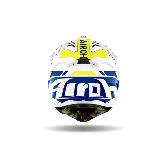 Casque cross Airoh Aviator 3 Spin - Jaune Bleu