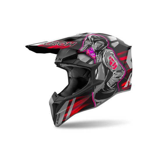 Casque cross Airoh Wraaap Cyber - Rouge Mat