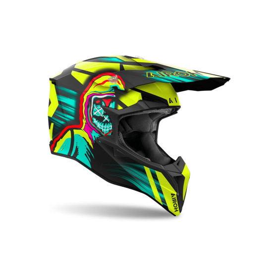 Casque cross Airoh Wraaap Cyber - Jaune Mat