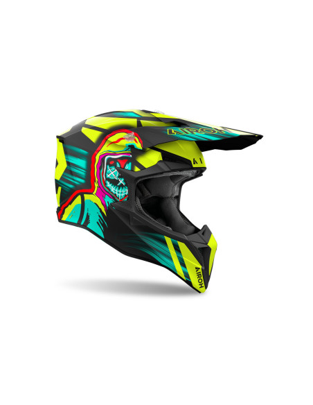 Casque cross Airoh Wraaap Cyber - Jaune Mat