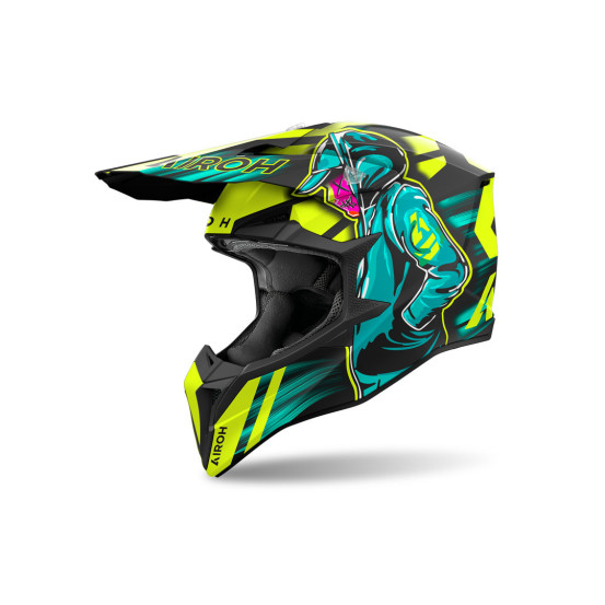 Casque cross Airoh Wraaap Cyber - Jaune Mat