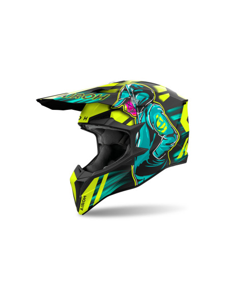 Casque cross Airoh Wraaap Cyber - Jaune Mat