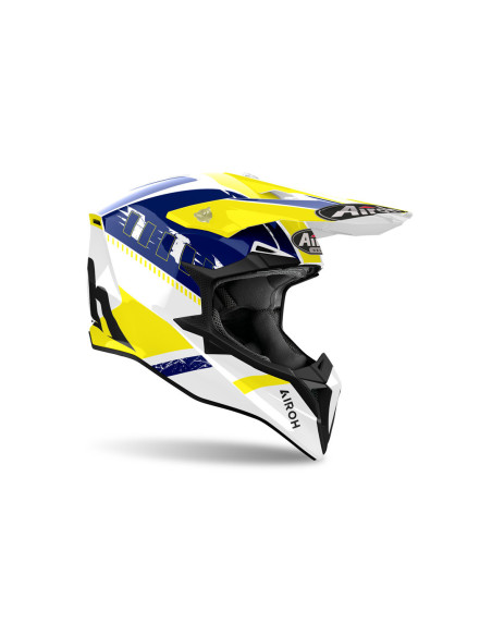 Casque cross Airoh Wraaap Feel - Jaune Bleu