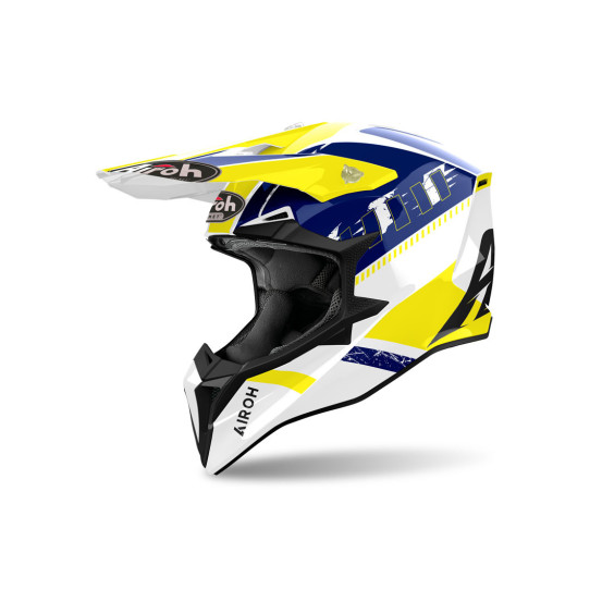 Casque cross Airoh Wraaap Feel - Jaune Bleu