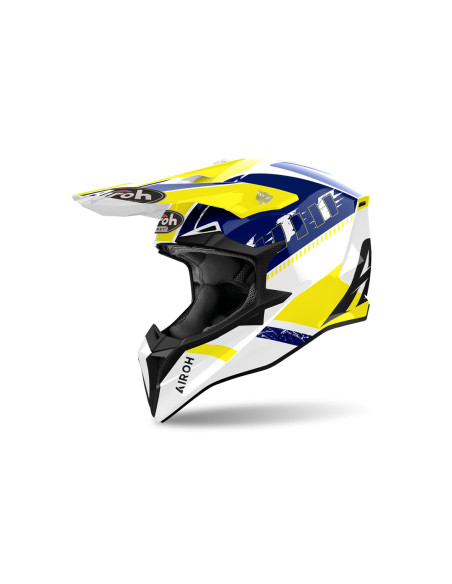 Casque cross Airoh Wraaap Feel - Jaune Bleu