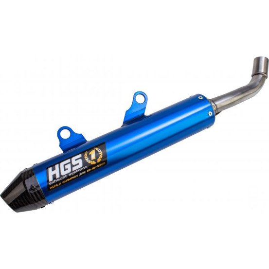 Silencieux alu oval bleu embout carbone HGS KTM 250 SX 2019-2021 Husqvarna 250 TC 2019-2021 GasGas 250 MC 2021