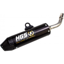Silencieux alu noir embout carbone HGS KTM 65 SX 2016-2021 Husqvarna 65 TC 2016-2021 GasGas 65 MC 2021