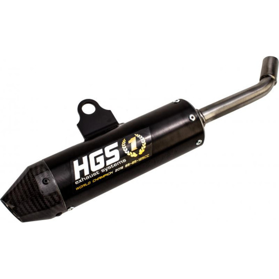 Silencieux alu noir embout carbone HGS KTM 85 SX 2018-2021 Husqvarna 85 TC 2018-2021 GasGas 85 MC 2021
