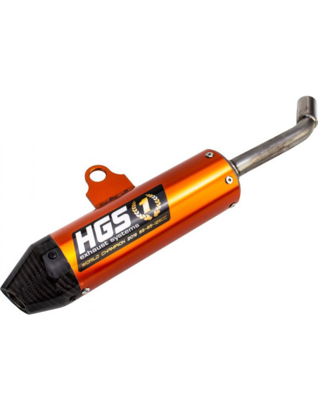 Silencieux alu orange embout carbone HGS KTM 85 SX 2018-2021 Husqvarna 85 TC 2018-2021 GasGas 85 MC 2021