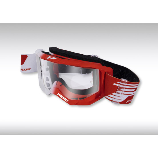 Masque cross Progrip VISION Base 3300TR - Blanc Rouge