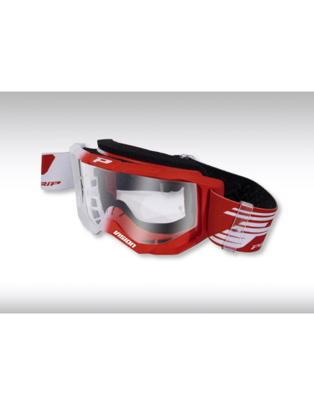Masque cross Progrip VISION Base 3300TR - Blanc Rouge