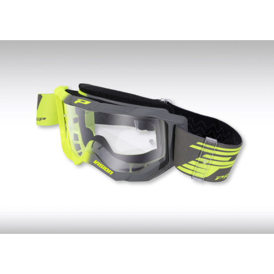 Masque cross Progrip VISION Base 3300TR - Jaune Fluo Gris
