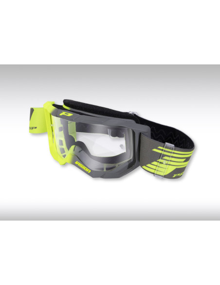 Masque cross Progrip VISION Base 3300TR - Jaune Fluo Gris