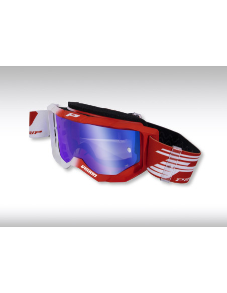 Masque cross Progrip VISION Mirror Two 3300FL - Blanc Rouge