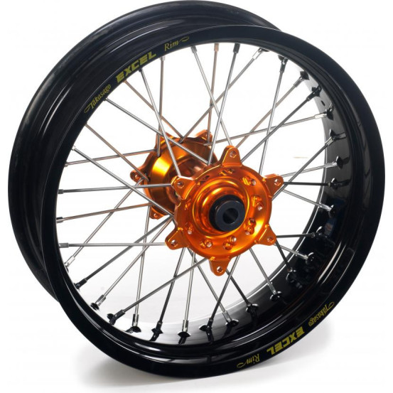 Roue avant complète HAAN WHEELS (17x1,40) KTM, jante noire, moyeu Orange