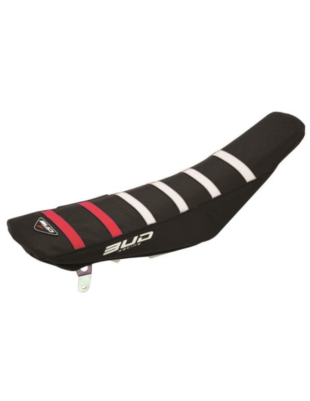 Housse de selle BUD Full Traction KTM 85 SX 2018 - 2024 GAS GAS 85 MC 2021 - 2024 Noir Bandes Rouges